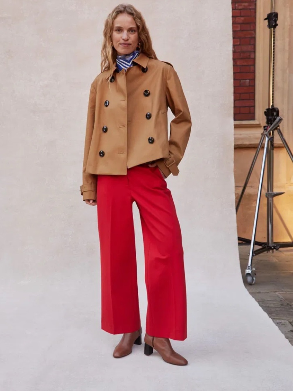 Boden Red Ponte Knit Wide Leg High Rise Career Dress Pants Size 4R
